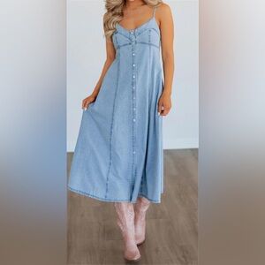 Lush Light Blue Denim A-Line Skirt